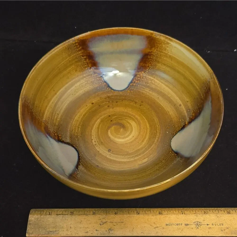 Sango Splash 4051 Stoneware Round Bowl Brown Blue Gray Drip Glaze China